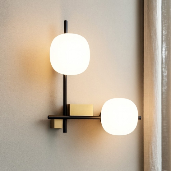 Miloox lingotto applique da parete 2 luci nero oro