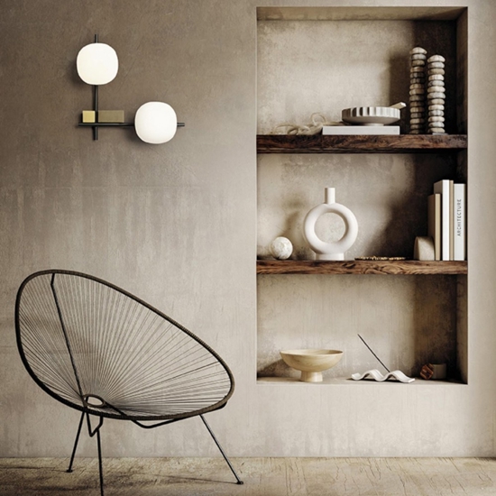 Miloox lingotto applique da parete 2 luci nero oro