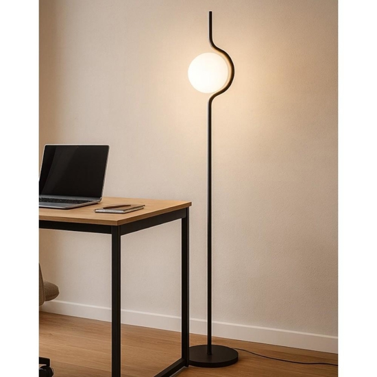 Piantane da terra vetro nero opaco vetro bianco led 3000k dimmerabile
