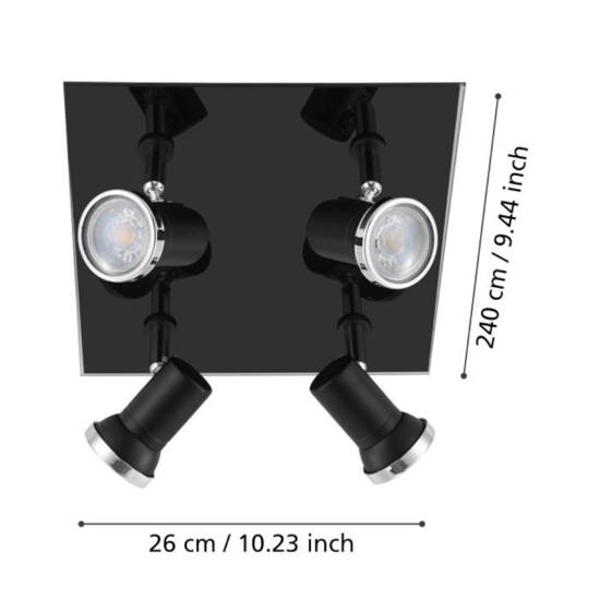 Eglo tamara plafoniera da bagno moderno con 4 faretti gu10 3000k ip44