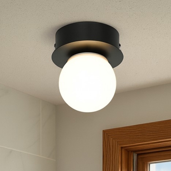 Eglo mosiano plafoniera da bagno minimal con sfera led 3000k ip44