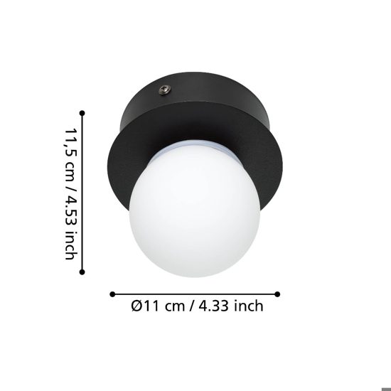 Eglo mosiano plafoniera da bagno minimal con sfera led 3000k ip44