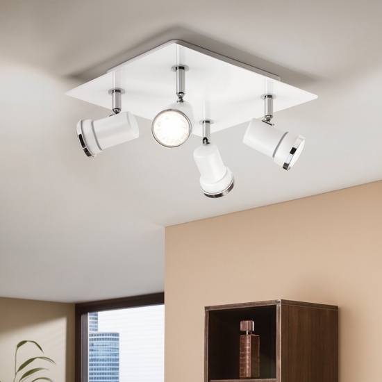 Eglo tamara plafoniera quadrata da bagno con faretti gu10 3000k ip44