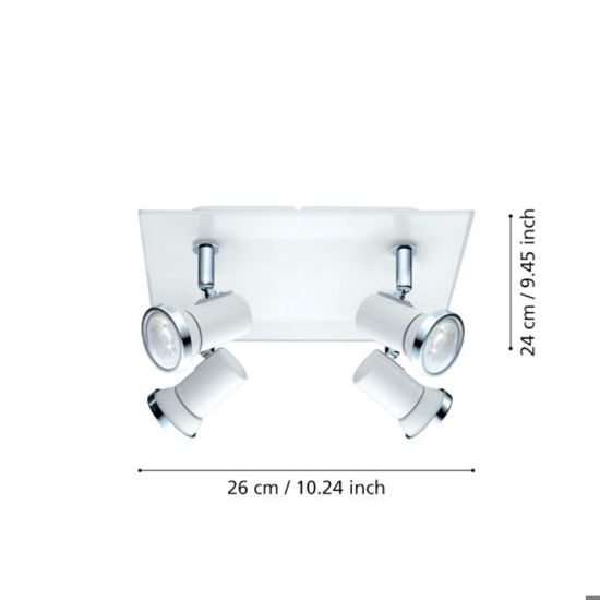 Eglo tamara plafoniera quadrata da bagno con faretti gu10 3000k ip44