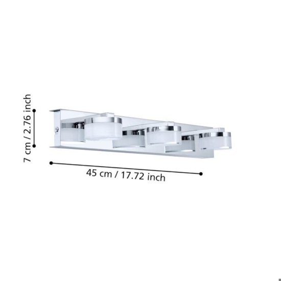 Eglo romendo applique per specchio da bagno moderno led 3000k ip44