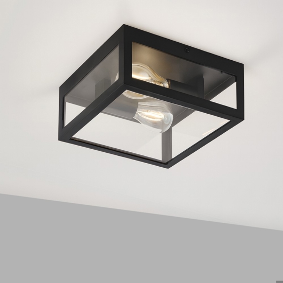 Eglo amezola plafoniera da bagno quadrata moderna in vetro ip44