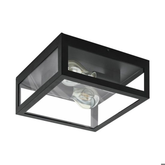 Eglo amezola plafoniera da bagno quadrata moderna in vetro ip44