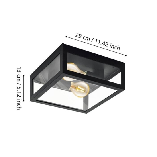 Eglo amezola plafoniera da bagno quadrata moderna in vetro ip44