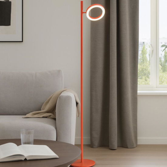 Gea luce lampada da terra gpi arancione diffossore cerchio led 3000k dimmerabile