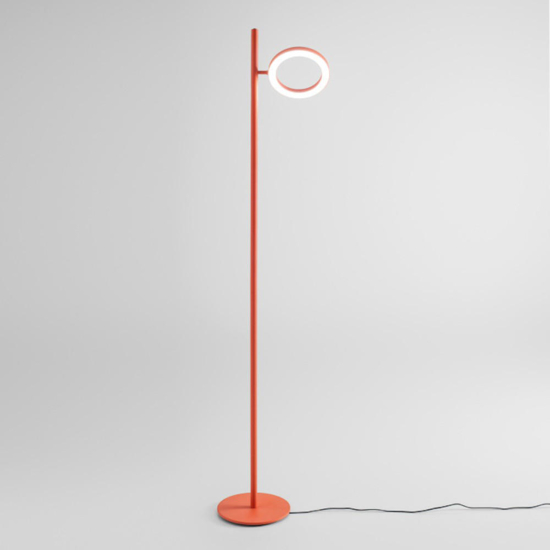 Gea luce lampada da terra gpi arancione diffossore cerchio led 3000k dimmerabile