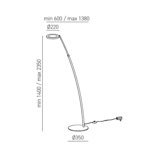 Lampada da terra moderna gea luce gpi30 led 3000k dimmerabile bianco orientabile