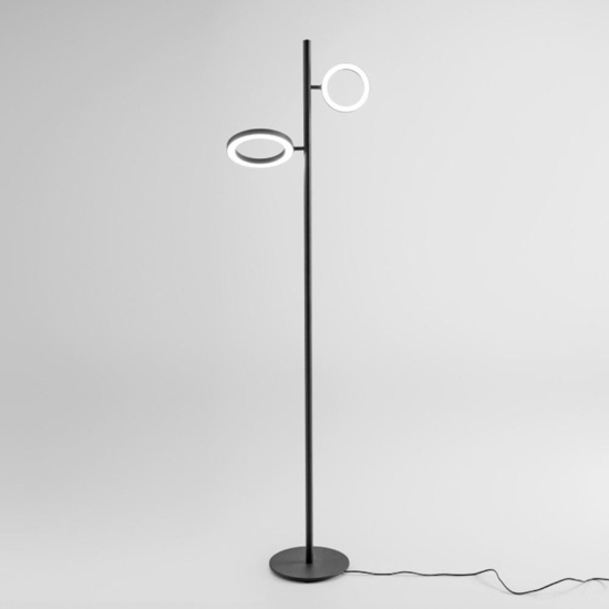 Gea luce gpi lampada piantana da terra deign moderna nero led orientabile 3000k