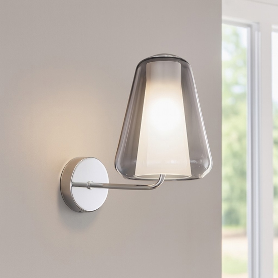 Applique vetro fume struttura cromata toplight