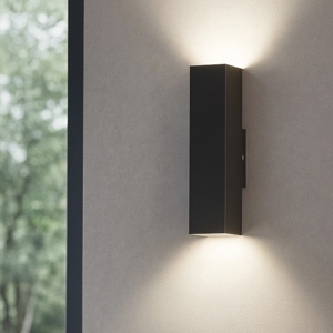 Sky ap2 ideal lux applique da parete squadrato nero doppia luce