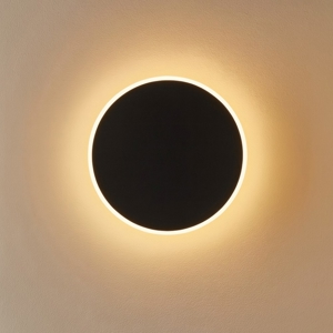 Applique 20cm led 20w disco nero 3000k cerchio moderna rotonda