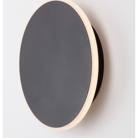 Applique 20cm led 20w disco nero 3000k cerchio moderna rotonda