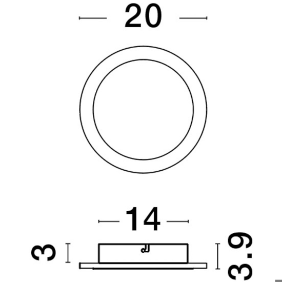 Applique 20cm led 20w disco nero 3000k cerchio moderna rotonda