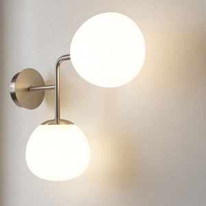 Maytoni erich applique da parete grigio 2 luci sfere vetro bianco