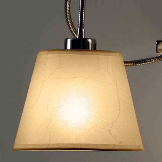 Plafoniera moderna 3 bracci flessibili paralumi pergamena beige