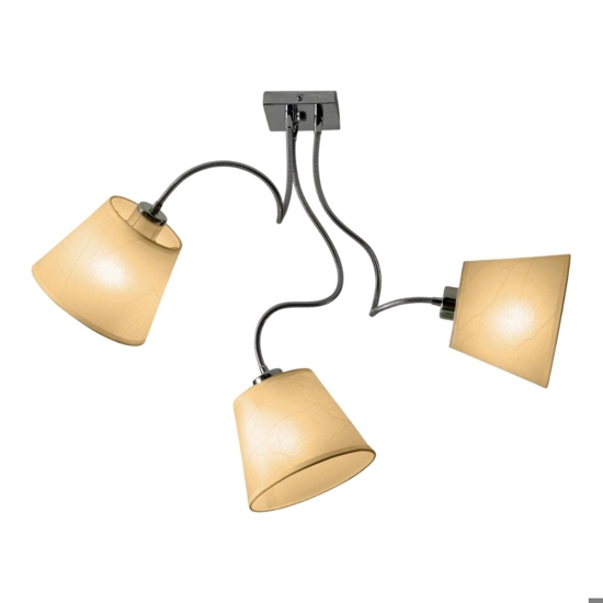 Plafoniera moderna 3 bracci flessibili paralumi pergamena beige