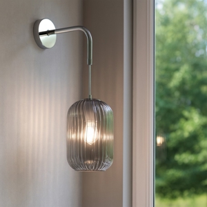 Applique lampada da parete toplight tender cromo vetro pendente fume