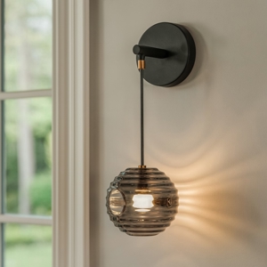 Applique pendente a parete nero vetro fume led 13w 3000k