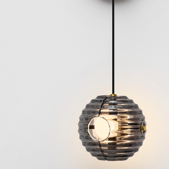 Applique pendente a parete nero vetro fume led 13w 3000k
