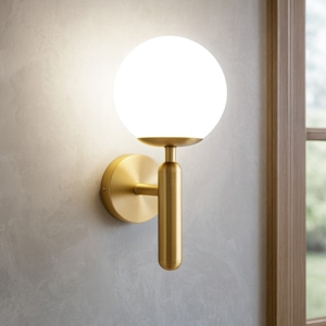 Applique oro stile sfera vetro bianco