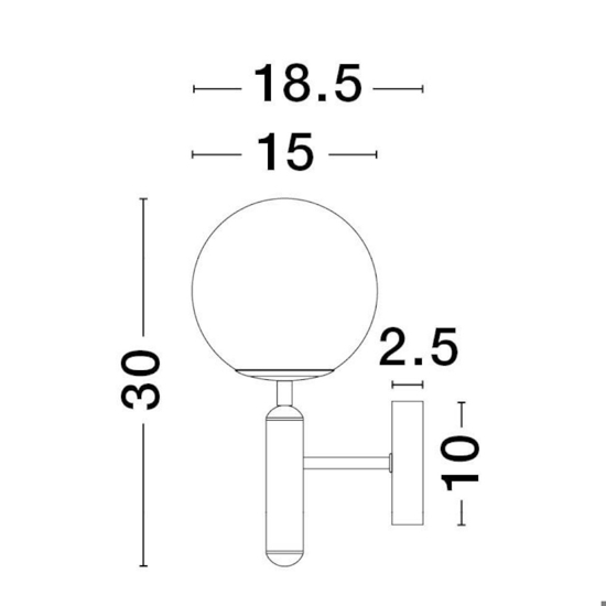 Applique oro stile sfera vetro bianco