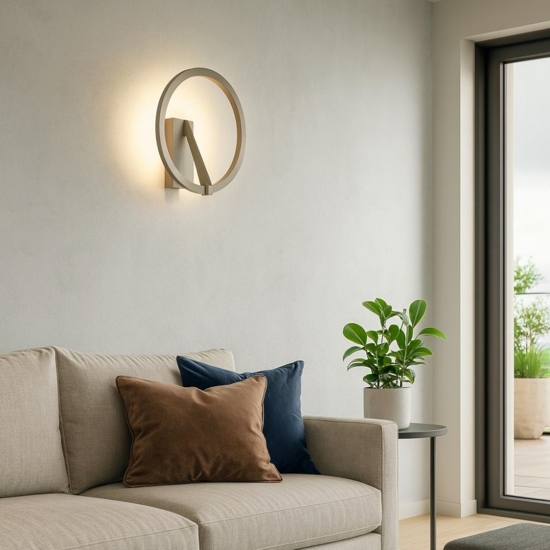 Applique cerchio nickel design moderna led 10w 2700k-3000k-4000k