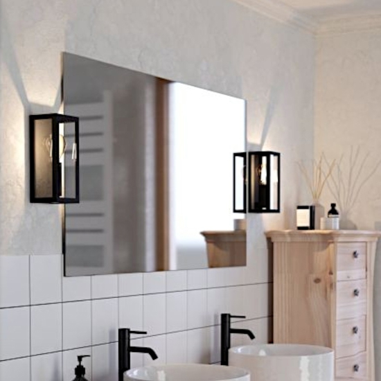 Eglo amezola applique da bagno moderno nero rettangolare ip44