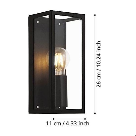 Eglo amezola applique da bagno moderno nero rettangolare ip44