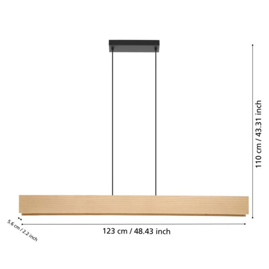 Eglo lampadario per cucina in legno led 35w cct controllo con app