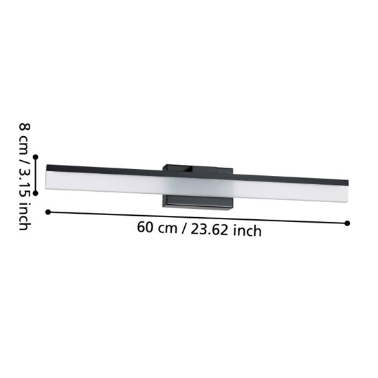 Eglo palmital applique da bagno nero per specchio led 3000k ip44