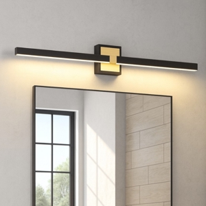 Eglo peguera applique da bagno ip44 colore nero oro per specchio led 3000k