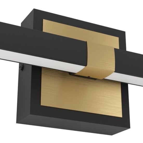 Eglo peguera applique da bagno ip44 colore nero oro per specchio led 3000k