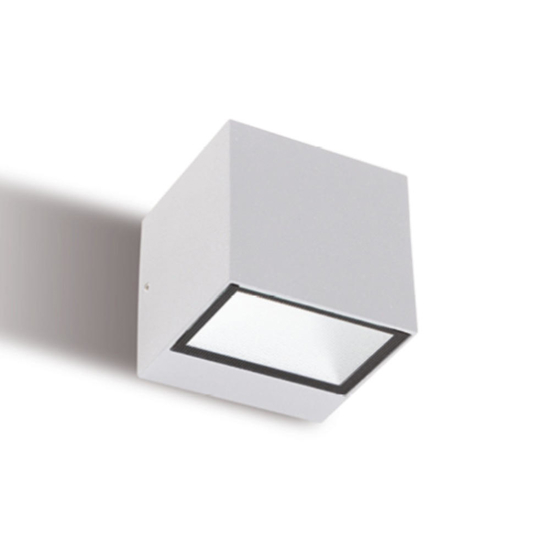 Applique da esterno cubo bianco led 12w 3000k biemissione luce