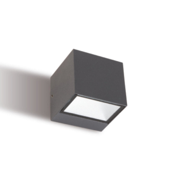 Applique da esterno moderna led 12w 3000k cubo grafite ip65
