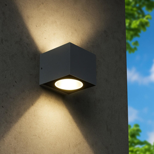 Applique per esterno balcone cubo grafite biemissione led 12w 4000k