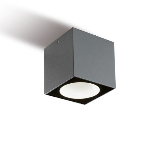 Faretto da esterno a soffitto cubo grafite led 6w 4000k ip65