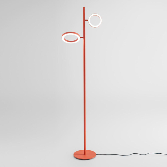 Gea luce gpi lampada da terra design moderno doppio led orientabile arancione