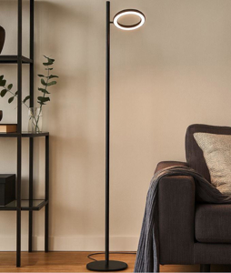 Gea luce gpi lampada da terra led 3000k nera dimmerabile moderna