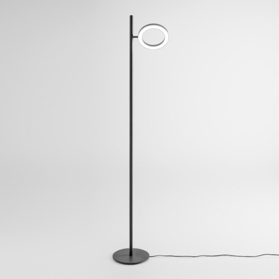 Gea luce gpi lampada da terra led 3000k nera dimmerabile moderna