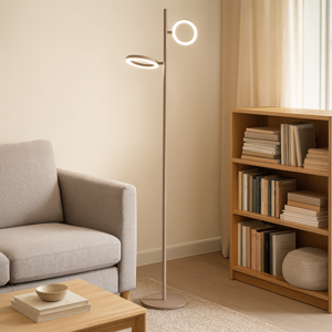 Gpi gea luce piantana da terra led doppio 3000k orientabile tortora
