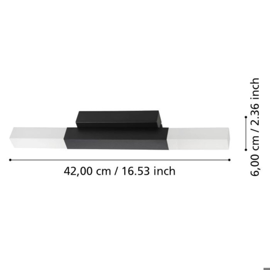 Eglo alcudia applique da bagno nero minimal led 3000k ip44