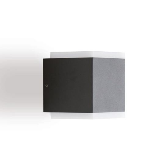 Applique da esterno cubo grafite moderno biemissione led 14w 3000k