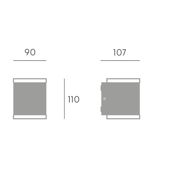 Applique da esterno cubo grafite moderno biemissione led 14w 3000k