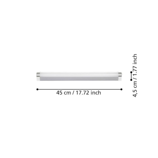 Eglo tragacete 1 applique da bagno moderno per specchio led 4000k ip44