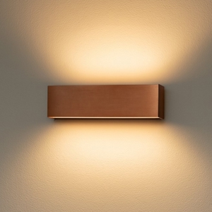 Applique led 19w 3000k bi emissione box w2 rame linea light