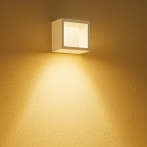 Applique da esterno cubo bianco moderno led 9w 3000k